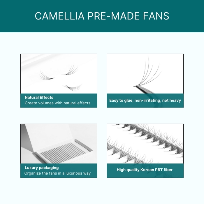 Camellia pre-made fans box L 20 lines black RL142-1