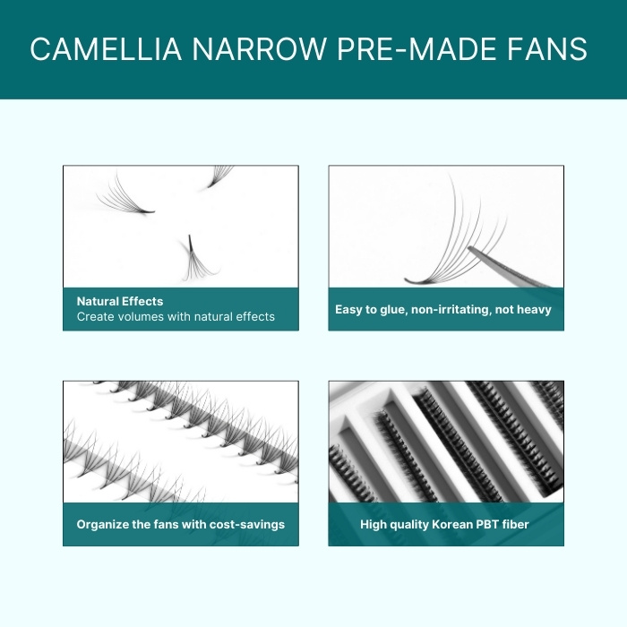 Camellia pre-made fans fans on strips black RL043-1
