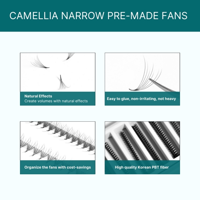 Camellia pre-made fans on strips single-color RL158-1