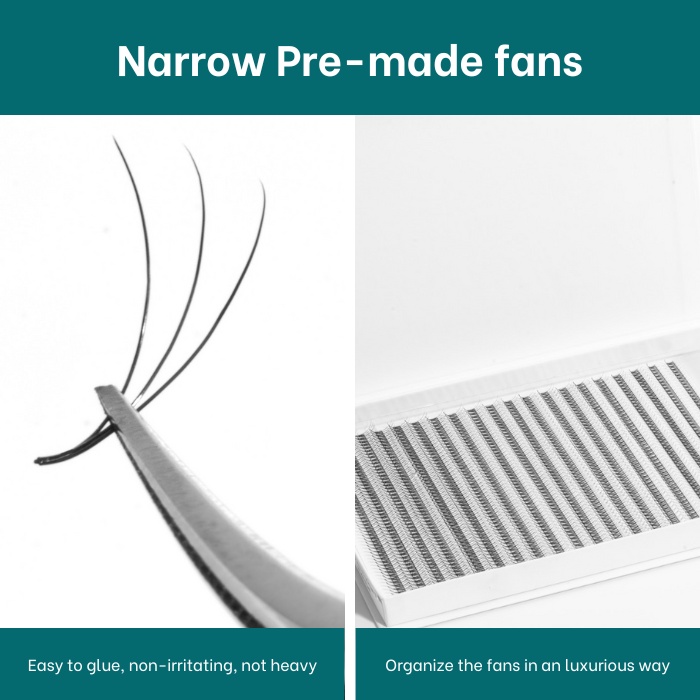 Narrow Pre-Made Fans 3D to 20D Box L 20 Lines Black RL088-1