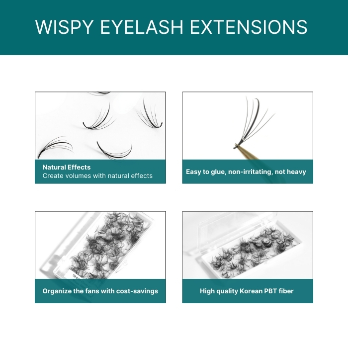 Wispy eyelash extensions fans on strips black RL108-1